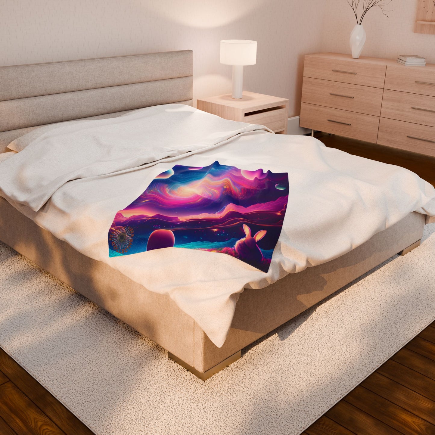 Cosmic Easter Velveteen Throw | A Dreamy Galaxy of Wonder 🌌🐰